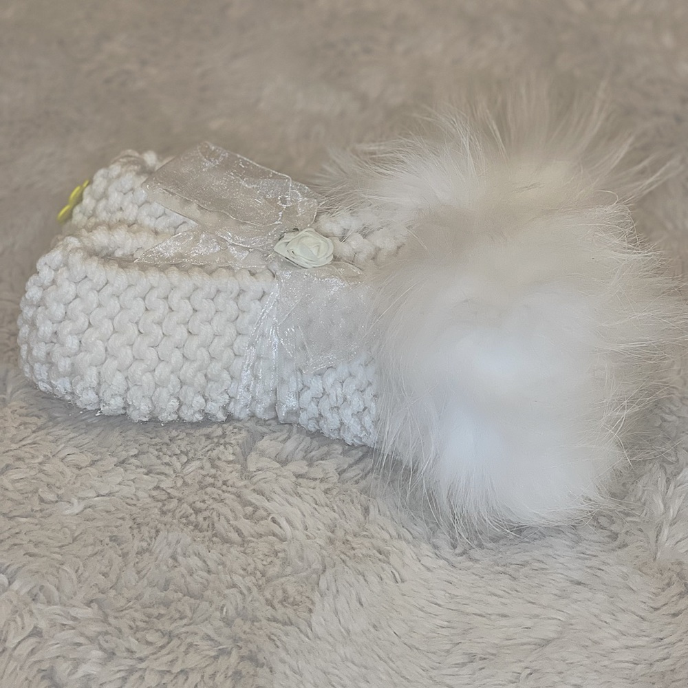 Faux Fur handmade crochet slipper